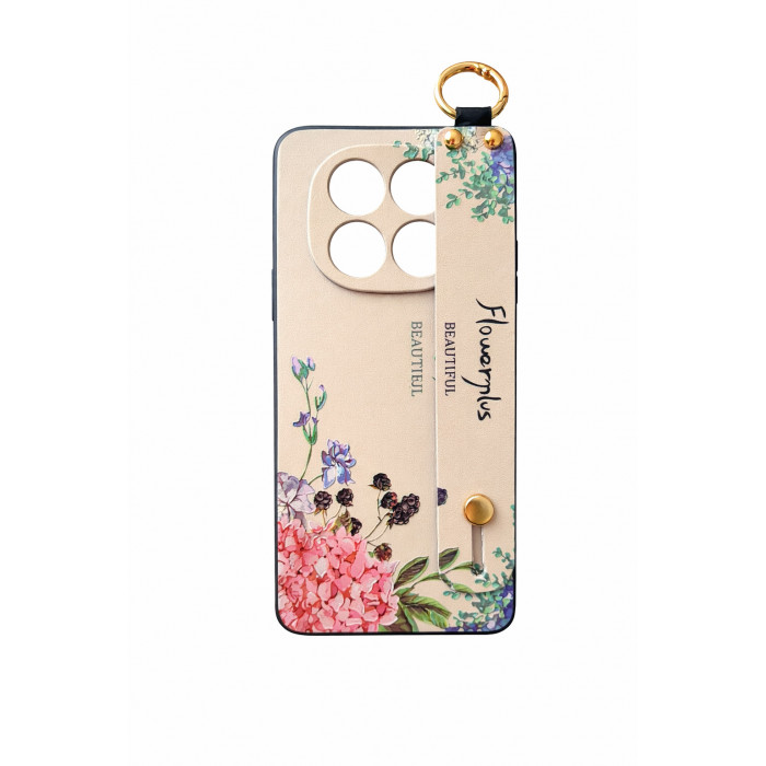 Силиконовый чехол для Xiaomi Redmi Note 14 Pro+ 5G с ремешком-подставкой Flowerplus