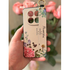 Силиконовый чехол для Xiaomi Redmi Note 14 Pro 4G с ремешком-подставкой Flowerplus