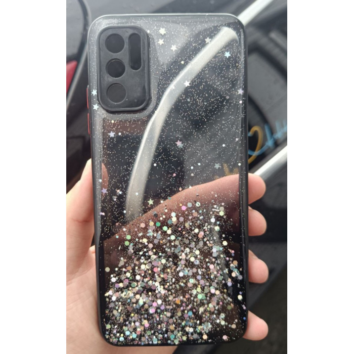 Чехол Stardust с цветными бортиками для Xiaomi Redmi Note 10 5G Черный