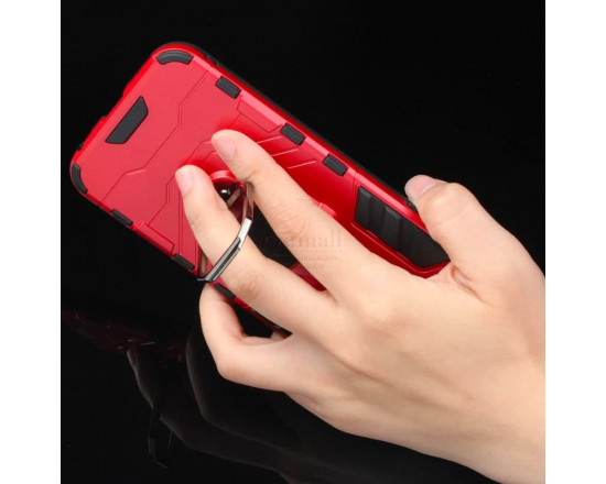 Защитный бампер IronMan для Xiaomi Redmi Note 10/10s с кольцом-держателем Красный