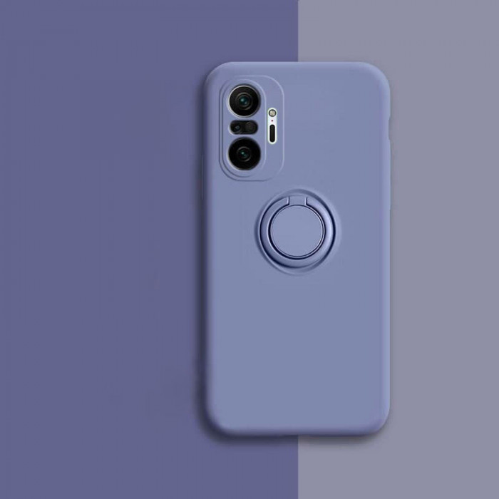 Силиконовый чехол Soft Touch с кольцом-держателем для Xiaomi Redmi Note 10 Pro Серо-синий