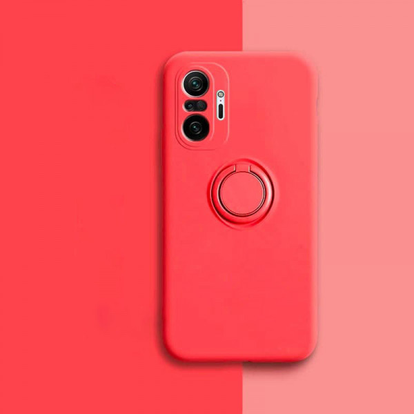 Силиконовый чехол Soft Touch с кольцом-держателем для Xiaomi Redmi Note 10 Pro Красный