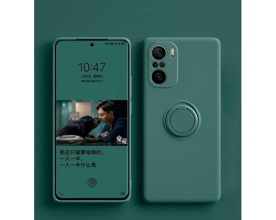 Силиконовый чехол Soft Touch с кольцом-держателем для Xiaomi Redmi Note 10/10s Тёмно-зеленый