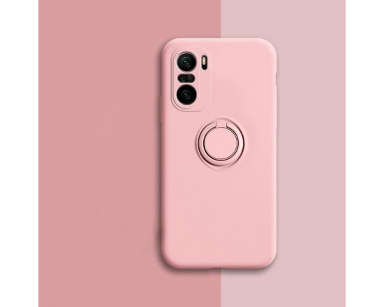 Силиконовый чехол Soft Touch с кольцом-держателем для Xiaomi Poco M5s Розовый