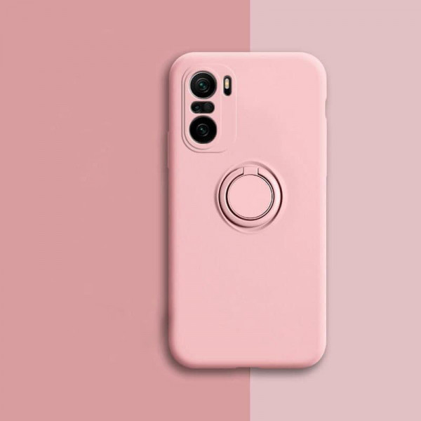 Силиконовый чехол Soft Touch с кольцом-держателем для Xiaomi Poco M5s Розовый