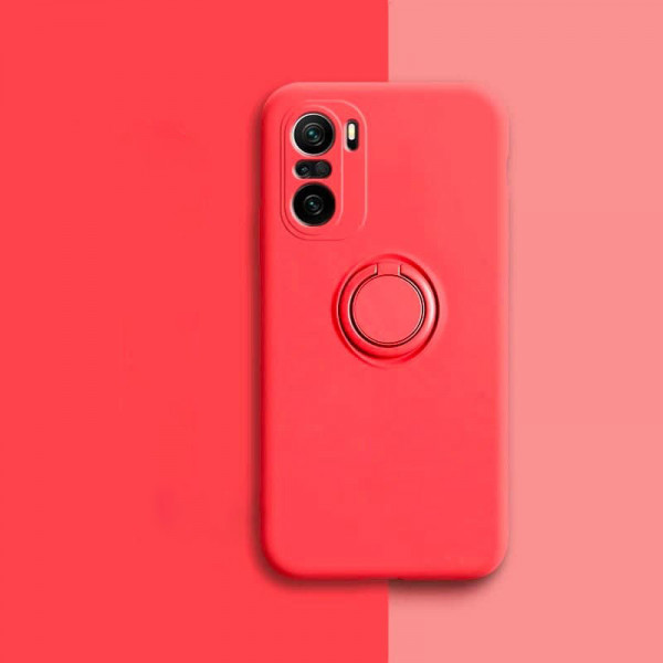 Силиконовый чехол Soft Touch с кольцом-держателем для Xiaomi Poco M5s Красный