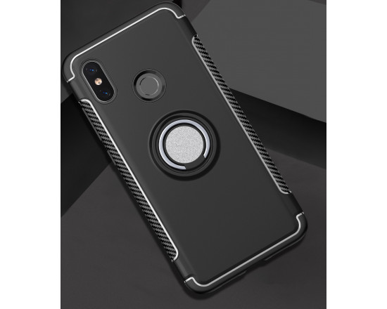 Противоударный бампер для Xiaomi Redmi S2 с кольцом-держателем Черный
