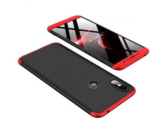 Матовый защитный чехол GKK 360° для Xiaomi Redmi S2 Черно-красный