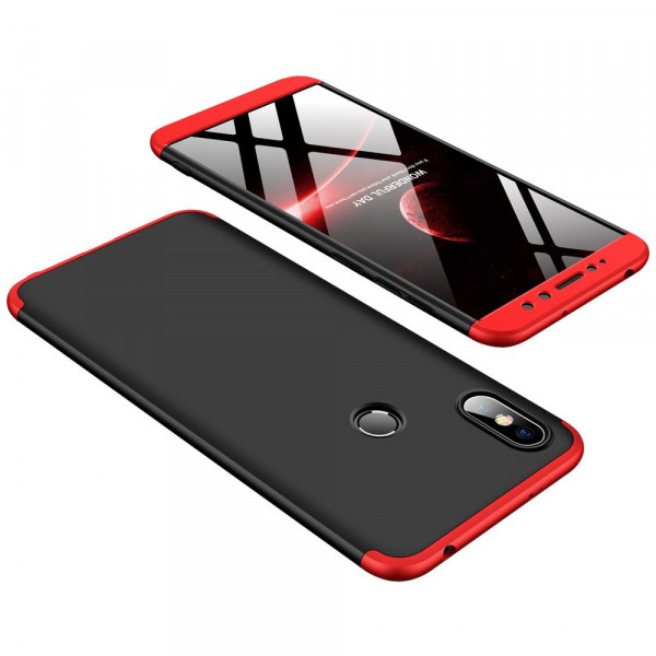 Матовый защитный чехол GKK 360° для Xiaomi Redmi S2 Черно-красный