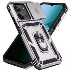Ультратонкий противоударный чехол Camshield для Xiaomi Redmi 15C 171мм с кольцом-держателем Серебристый