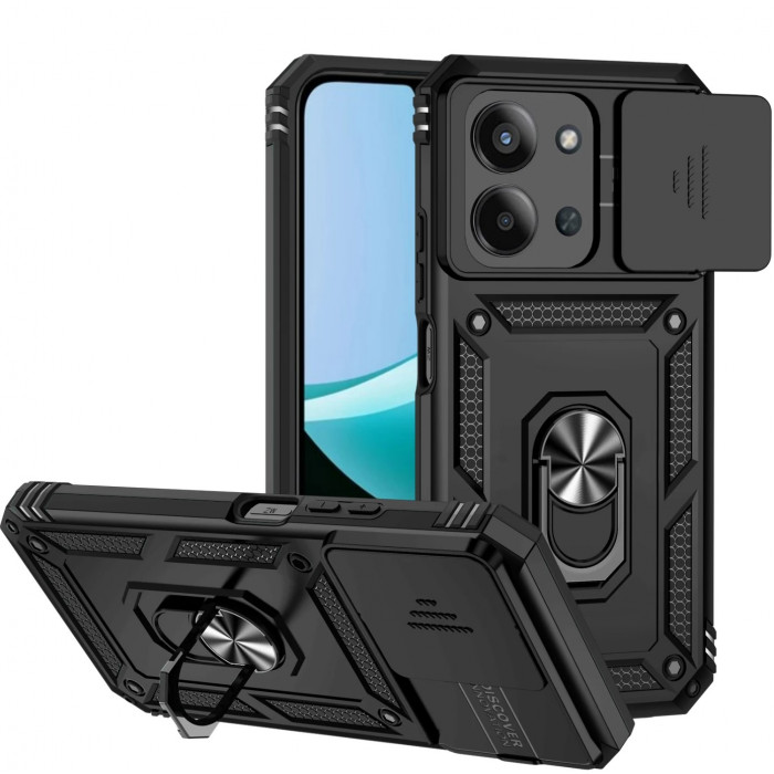 Ультратонкий противоударный чехол Camshield для Xiaomi Redmi 15C 171мм с кольцом-держателем Черный