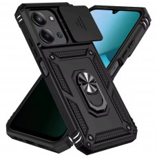 Ультратонкий противоударный чехол Camshield для Xiaomi Redmi 15C 171мм с кольцом-держателем Черный