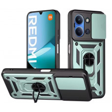 Ультратонкий противоударный чехол Camshield для Xiaomi Redmi 15C 171мм с кольцом-держателем Зеленый
