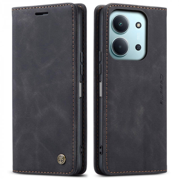 Чехол-книжка CaseMe из нубука для Xiaomi Redmi 15C 173mm Чёрный