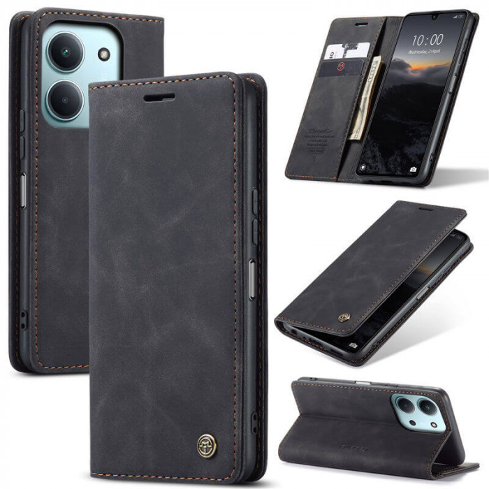 Чехол-книжка CaseMe из нубука для Xiaomi Redmi 15C 173mm Чёрный