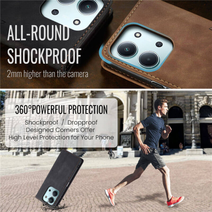 Чехол-книжка CaseMe из нубука для Xiaomi Redmi 15C 173mm Чёрный