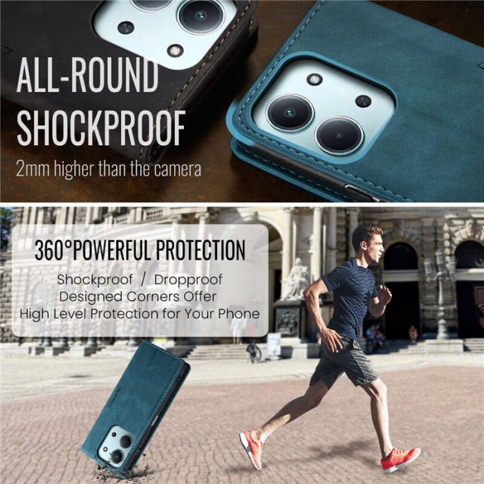 Чехол-книжка CaseMe из нубука для Xiaomi Redmi 15C 173mm Бирюзовый