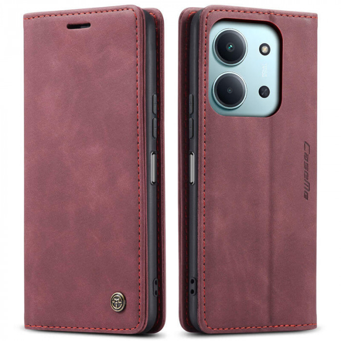 Чехол-книжка CaseMe из нубука для Xiaomi Redmi 15C 173mm Бордовый