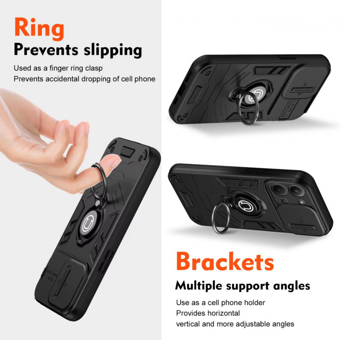 Протиударний чохол Camshield для Xiaomi Redmi 15C 173mm з кільцем-тримачем Чорний