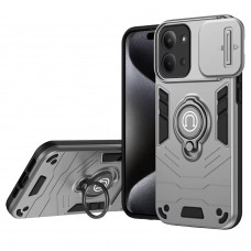 Противоударный чехол Camshield для Xiaomi Redmi 15C 173mm с кольцом-держателем Серебристый