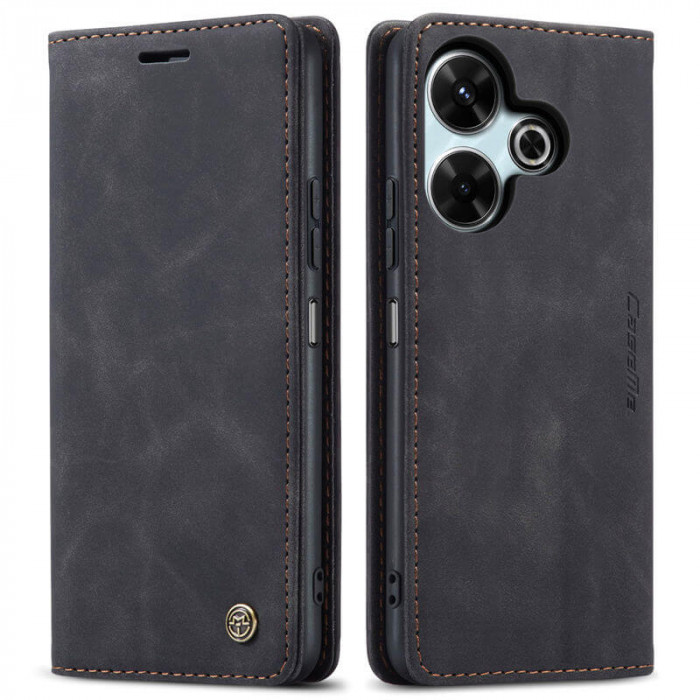 Чехол-книжка CaseMe из нубука для Xiaomi Poco F6 Чёрный