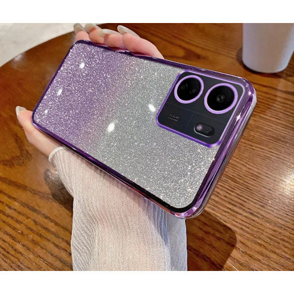 Чехол с блестками и защитой камеры для Xiaomi Redmi 13C Фиолетовый