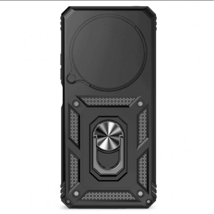 Ультратонкий противоударный чехол Camshield для Xiaomi Redmi 14C с кольцом-держателем Черный