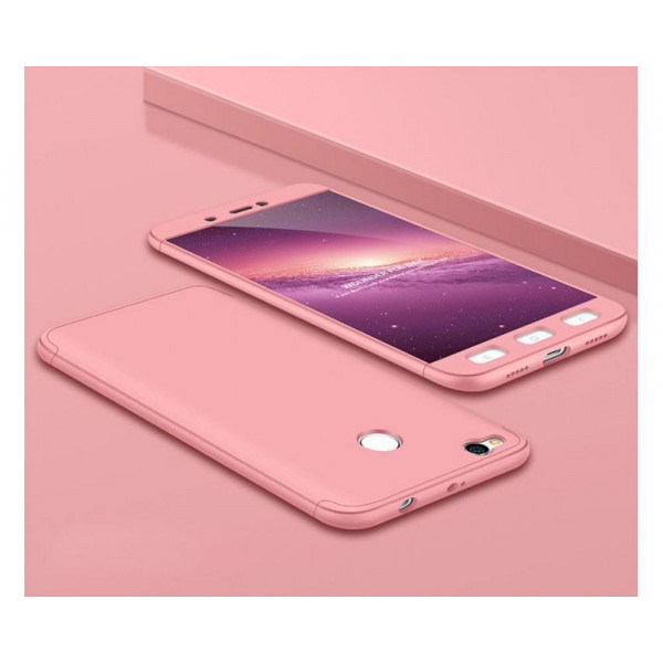 Матовый защитный чехол GKK 360° для Xiaomi Redmi 4x Розовое золото