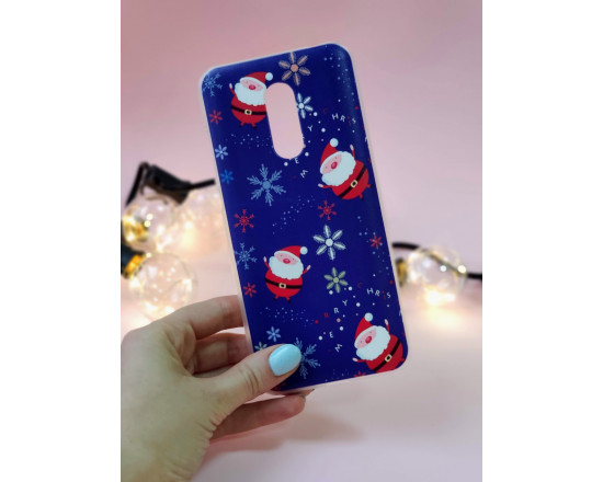 Пластиковый бампер с новогодним рисунком для Xiaomi Redmi 5 Plus Дед Мороз
