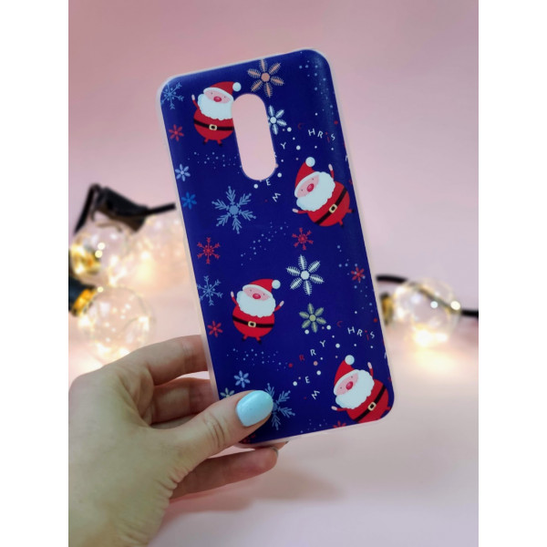 Пластиковий бампер з новорічним малюнком для Xiaomi Redmi 5 Plus Дід Мороз