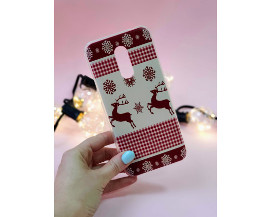 Пластиковий бампер з новорічним малюнком для Xiaomi Redmi 5 Plus Олені