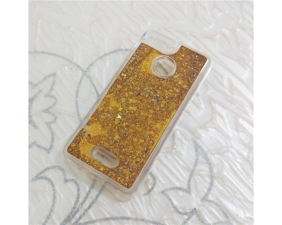 Силиконовый чехол с жидким глиттером для Xiaomi Redmi 6 Золотой