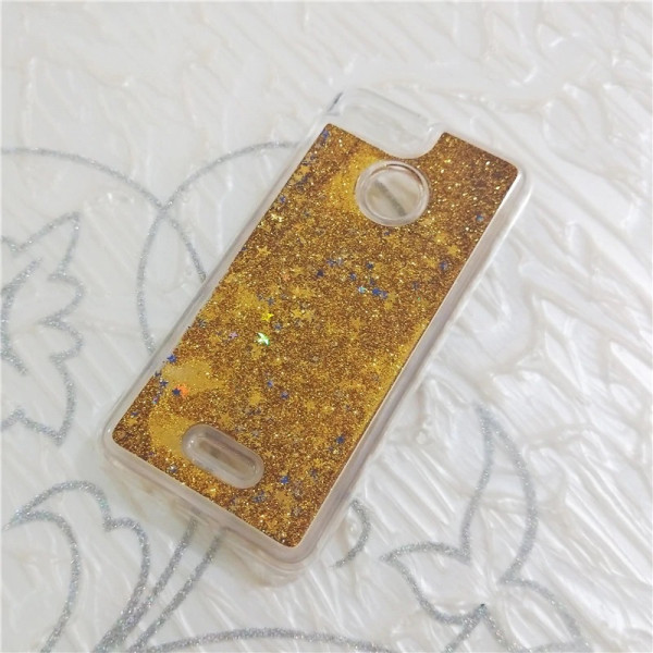 Силиконовый чехол с жидким глиттером для Xiaomi Redmi 6 Золотой