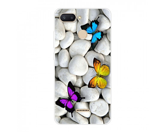 Силиконовый чехол для Xiaomi Redmi 6 с картинкой Бабочки на камнях
