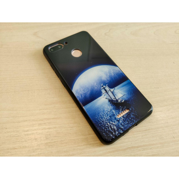 Глянцевый силиконовый бампер для Xiaomi Redmi 6 с картинкой Луна и парусник