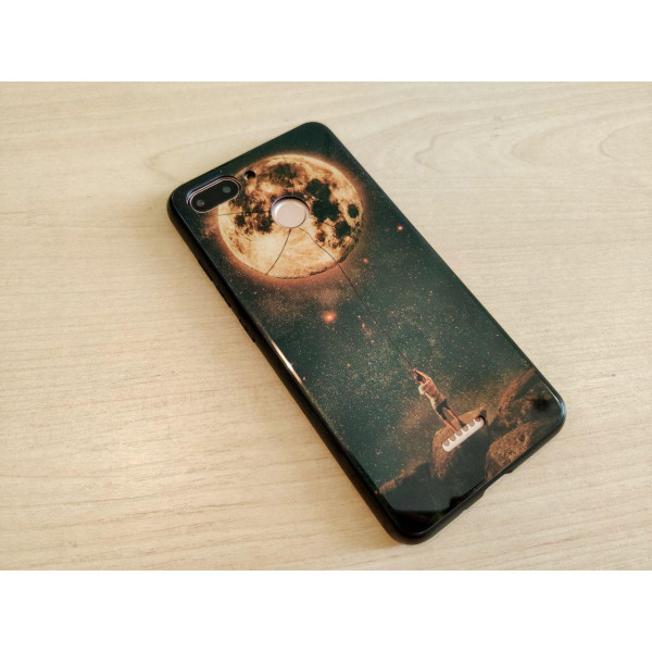 Глянцевий силіконовий бампер для Xiaomi Redmi 6 з зображенням Людина та місяць