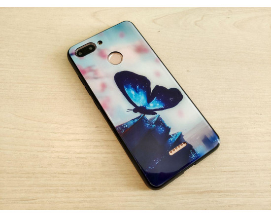 Глянцевий силіконовий бампер для Xiaomi Redmi 6 з картинкою Синій метелик