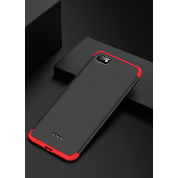 Матовый защитный чехол GKK 360° для Xiaomi Redmi 6a Чёрно-красный