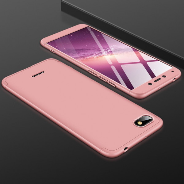 Матовый защитный чехол GKK 360° для Xiaomi Redmi 6a Розовый