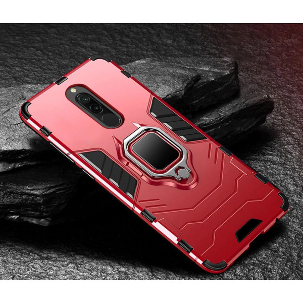 Защитный бампер IronMan для Xiaomi Redmi 8/8a с кольцом-держателем Красный