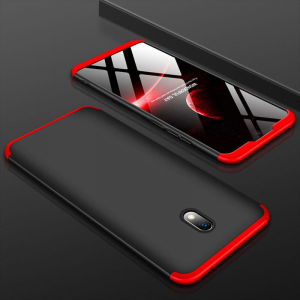 Матовый защитный чехол GKK 360° для Xiaomi Redmi 8a Чёрно-красный