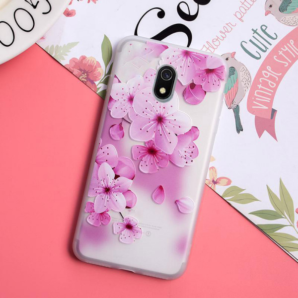 Рельефный силиконовый чехол для Xiaomi Redmi 8a с картинкой Цвет вишни