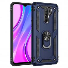 Ультратонкий противоударный чехол для Xiaomi Redmi 9 с кольцом-держателем - Синий