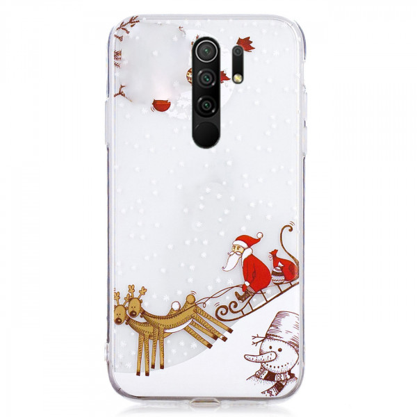 Силіконовий чохол з новорічним принтом для Xiaomi Redmi 9 Дід Мороз та сани