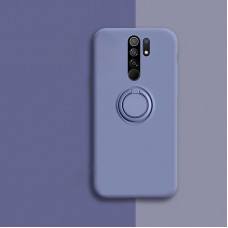 Силиконовый чехол Soft Touch с кольцом-держателем для Xiaomi Redmi 9 Серо-синий