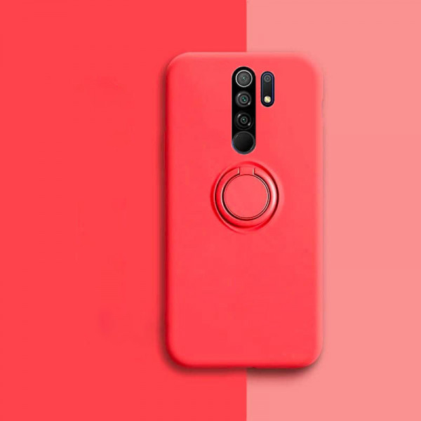 Силиконовый чехол Soft Touch с кольцом-держателем для Xiaomi Redmi 9 Красный