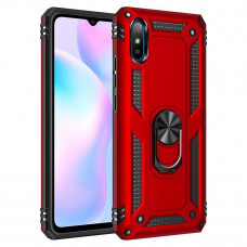 Ультратонкий противоударный чехол для Xiaomi Redmi 9a с кольцом-держателем - Красный