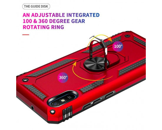 Ультратонкий противоударный чехол для Xiaomi Redmi 9a с кольцом-держателем - Красный