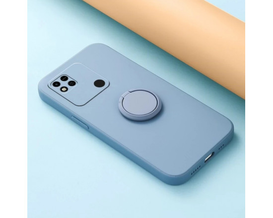 Силиконовый чехол Soft Touch с кольцом-держателем для Xiaomi Redmi 9c Серо-синий