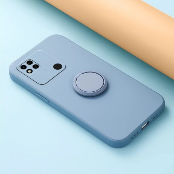 Силиконовый чехол Soft Touch с кольцом-держателем для Xiaomi Redmi 9c Серо-синий